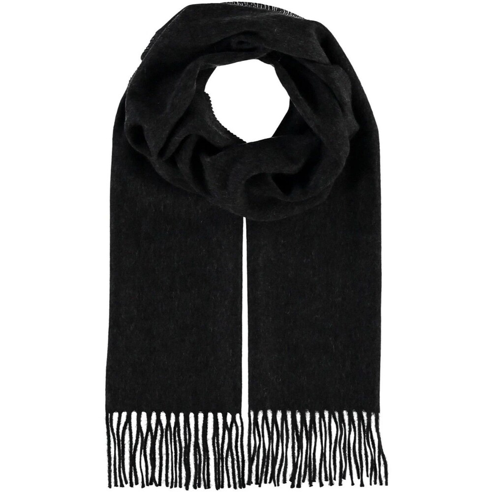 BLOOMINGDALES Mens Store Scarf Black 100% Cashmere Fringe 64x10.5